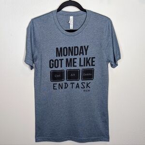 Small Heather Blue Monday Got Me Like Graphic Tee